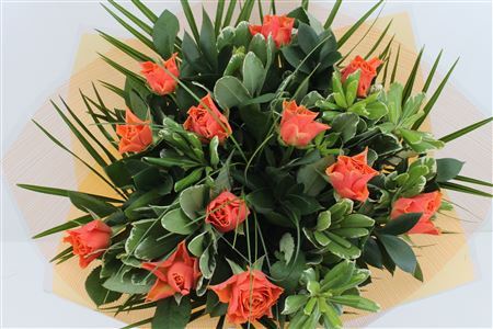 Bouquet of a dozen Orange Roses